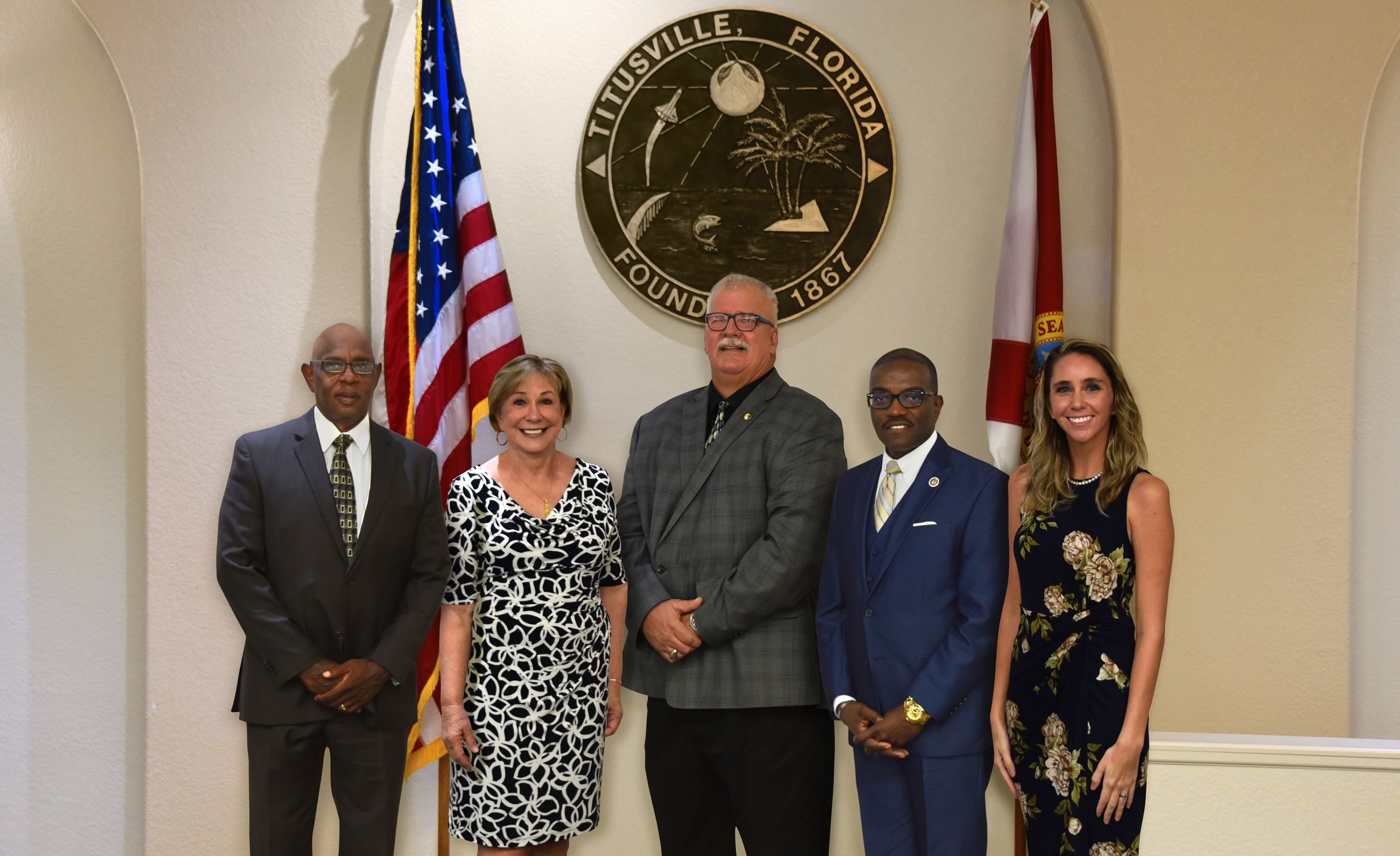 2022 City Council Group Photo. From Left: Member Joe C. Robinson, Member Jo Lynn Nelson, Mayor Dan Diesel, Vice Mayor Robert Jordan, Member Sarah Stoeckel.