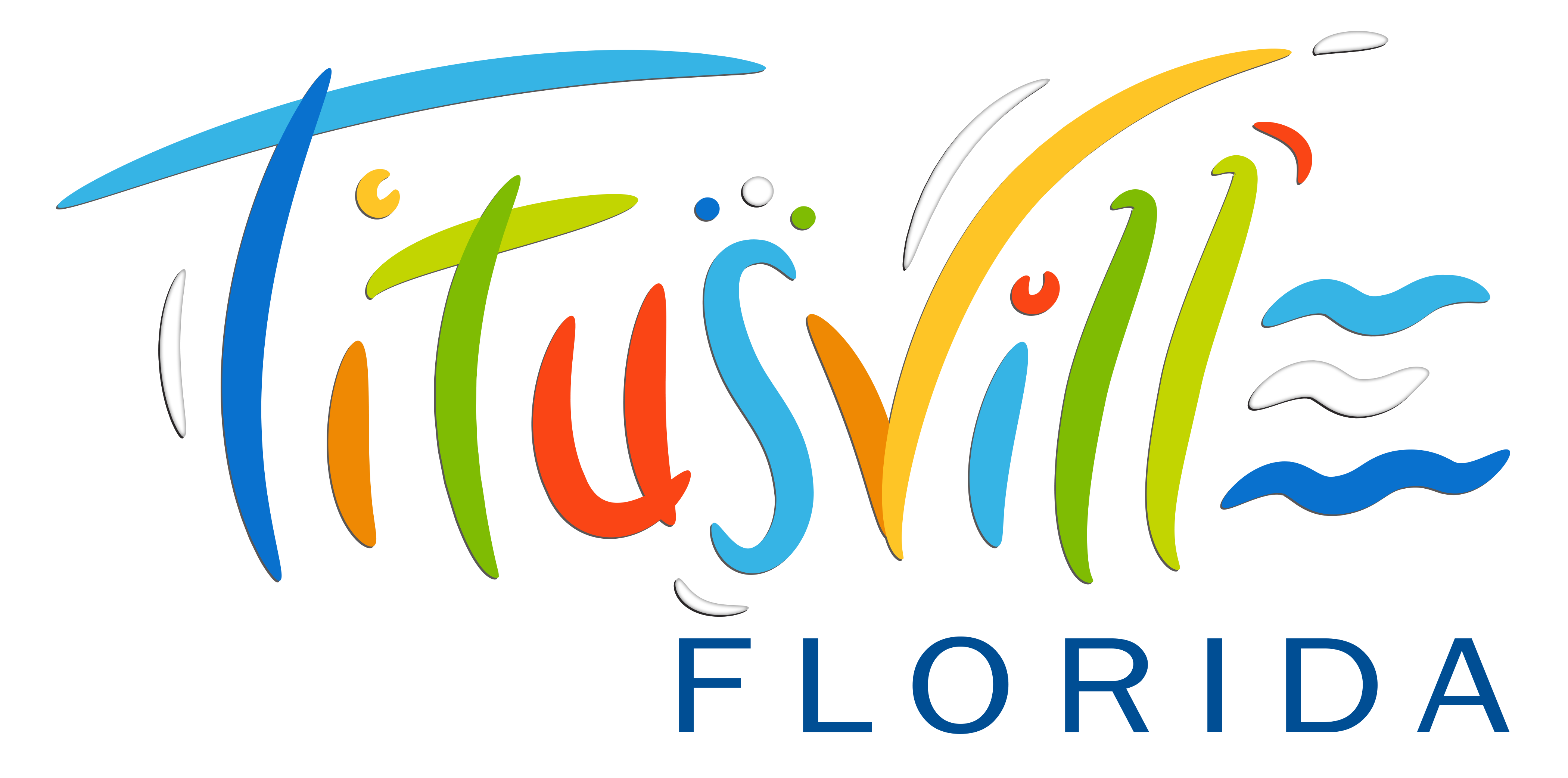 Titusville Multi colored font LARGE WHITE LETTERS EDGE GLOW