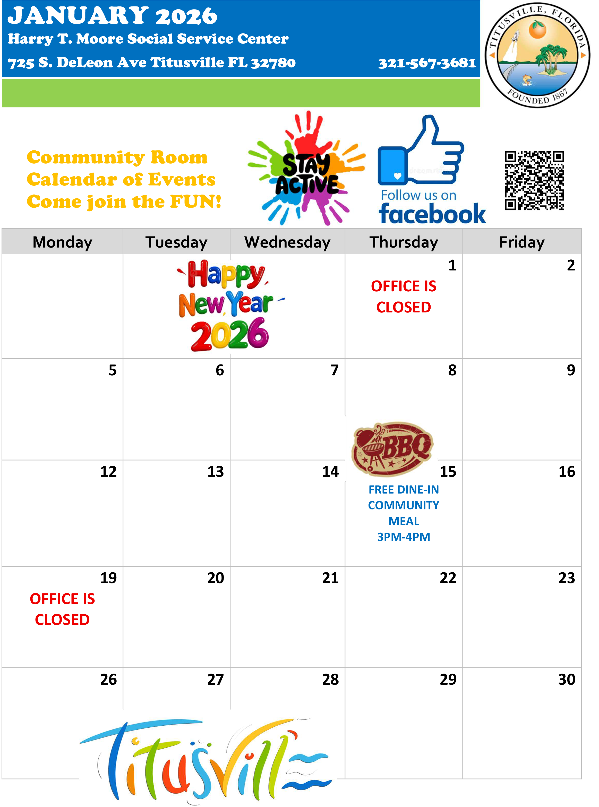 January 2026 Calendar of Events